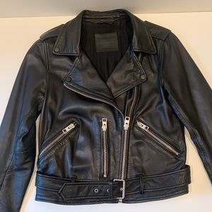 All Saints Balfern Black Leather Jacket US 6 UK 10